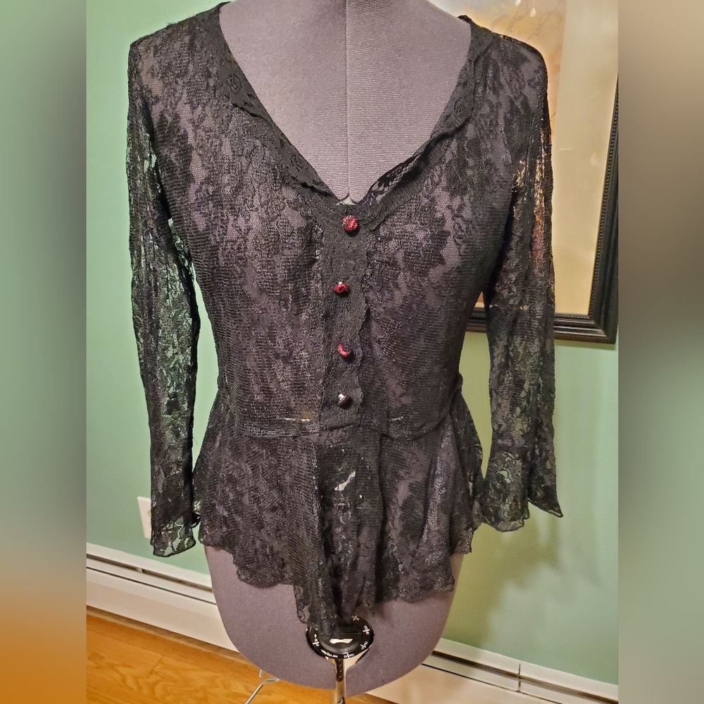 Elegant Black Lace Women's Top